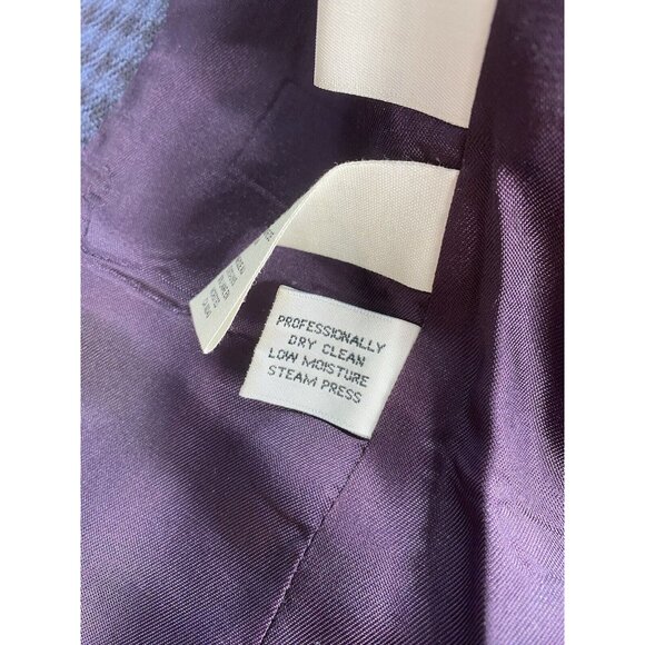 VTG Rene Rowan Saville Jacket Women's 8P Blue Houndstooth Worsted Wool Distress - Picture 8 of 16